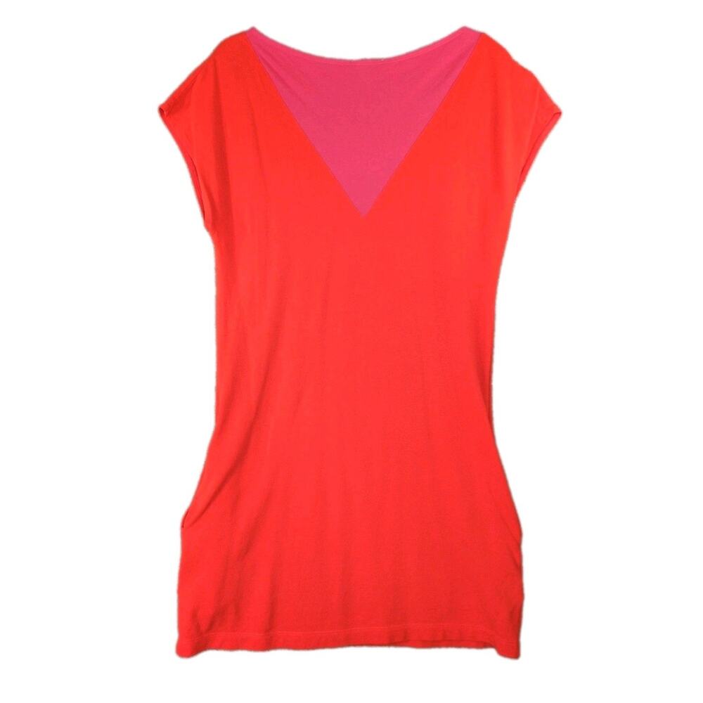 Vintage Lacoste Dress Women’s 36 Red Pink Color Block Cotton 80s Logo Cap Sleeve - Picture 8 of 9